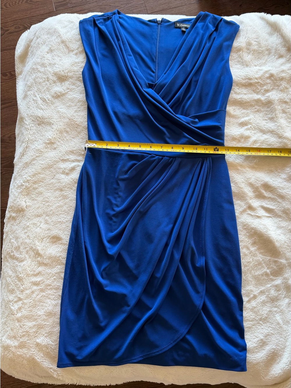 Le Château Cobalt Blue Ruched Cocktail Dress | Made in Canada | Size Small - Picture 6 of 7
